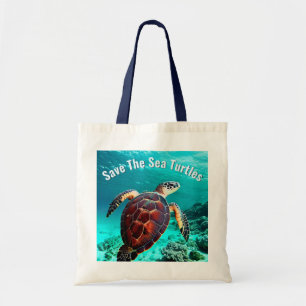 Bolso De Tela Tortuga marina realista Salvar a las tortugas ma
