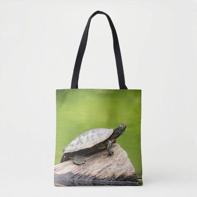 Bolso De Tela Tortuga pintada en un tronco (Anverso)