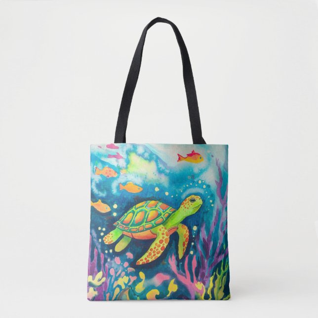 Bolso De Tela Tortuga pintadora (Anverso)