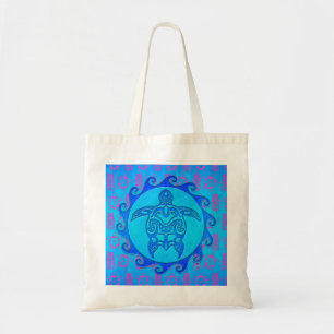 Bolso De Tela Tortuga tribal azul Sun