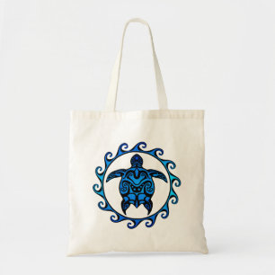Bolso De Tela Tortuga tribal azul Sun