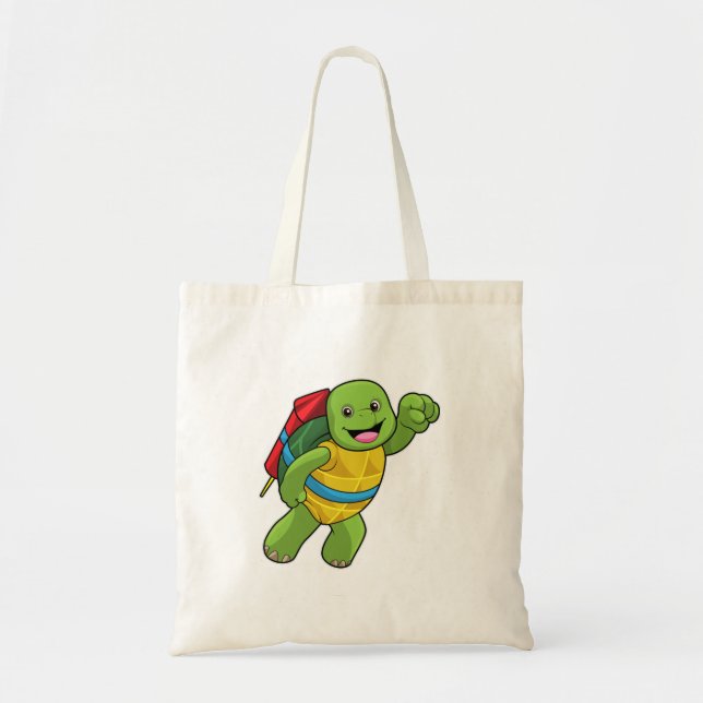 Bolso De Tela Tortuga volando con cohetes (Frente)