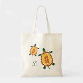 Bolso De Tela Tortugas de Jardín Inicial Personalizada Dibujada