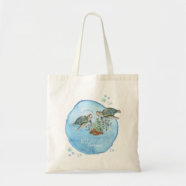 Bolso De Tela Tortugas marinas BFFs - Mejores regalos personaliz (Frente)