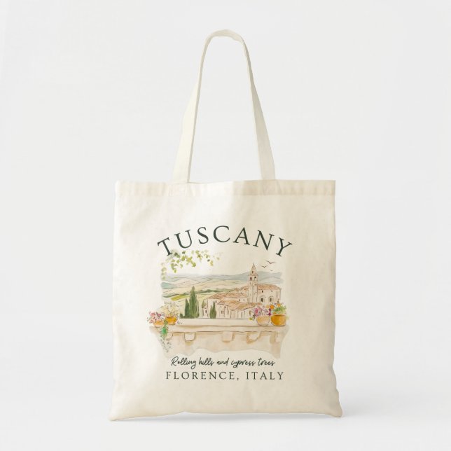 Bolso De Tela Toscana Italia - Florencia Rolling Hills & Tree (Frente)