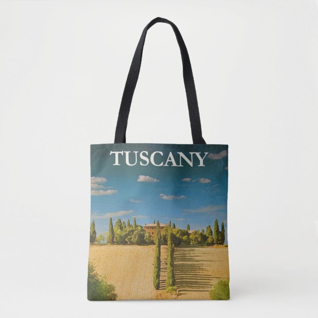 Bolso De Tela Toscana Vintage, Ilustracion de Italia (Anverso)