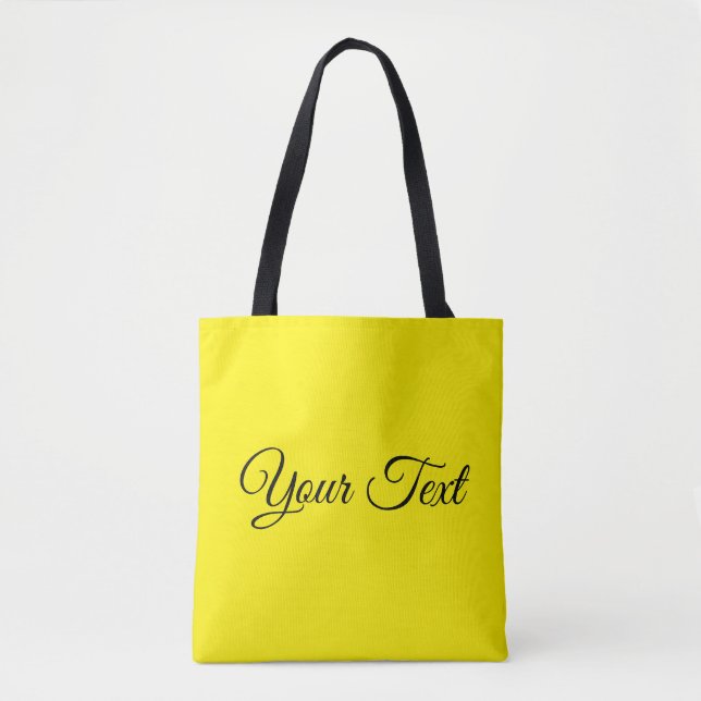 Bolso De Tela Tosta Bags Your Own Text Script Bright Yellow (Anverso)