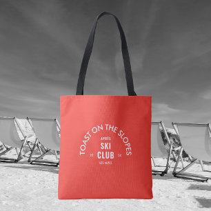 Bolso De Tela Tostada en las pistas Après Ski Club Retro Rojo