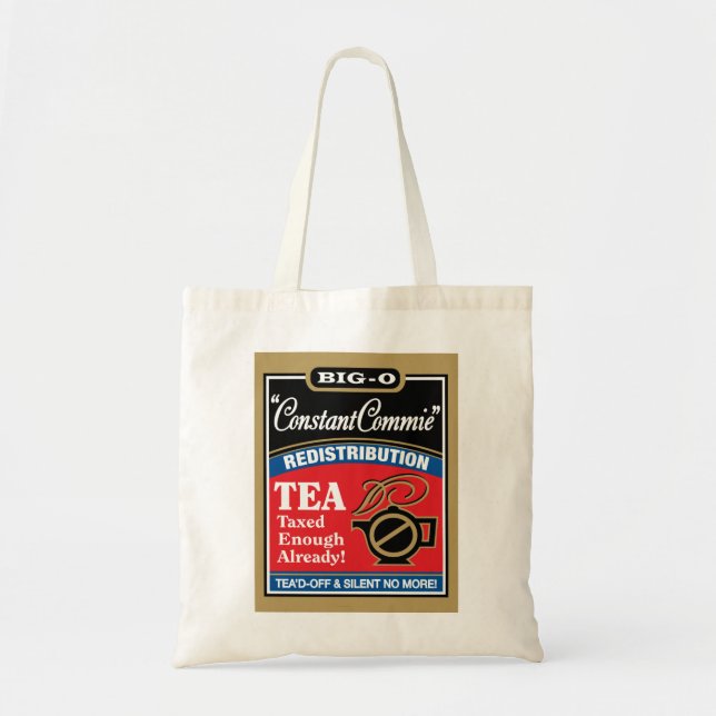 Bolso De Tela Tote 100% del algodón de la fiesta del té (Frente)