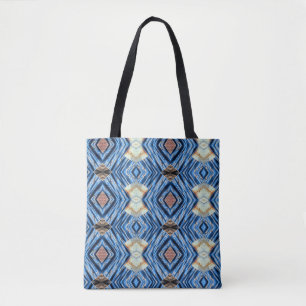 Bolso De Tela Tote abstracto azul y marrón