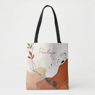 Bolso De Tela Tote abstracto de Boho Terracotta