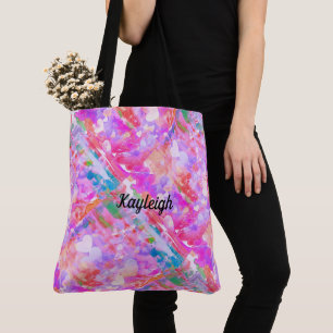 Bolso De Tela Tote abstracto de corazón rosado vibrante