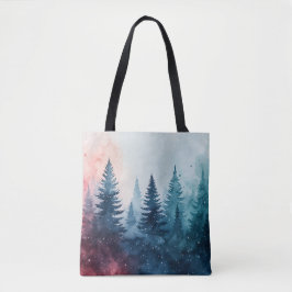 Bolso De Tela Tote acuarela de pino-árbol de navidades