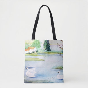 Bolso De Tela Tote acuático del lago Swan