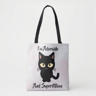 Bolso De Tela Tote Adorable y Supersticioso de Diseño de Gatos