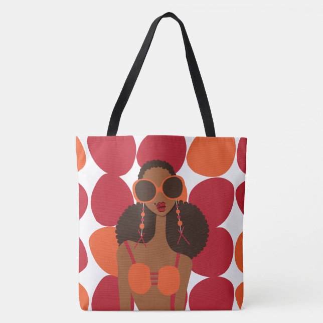Bolso De Tela Tote Afro Puffs Shoulder (Anverso)