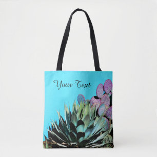 Bolso De Tela Tote, agavo y cactus personalizados coloridos