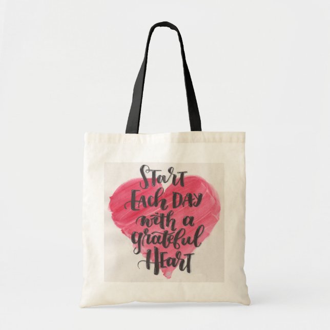 Bolso De Tela Tote agradecido del corazón (Frente)