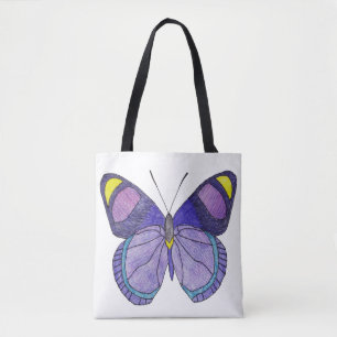 Bolso De Tela Tote All-Over - Mariposa Morada (blanco)