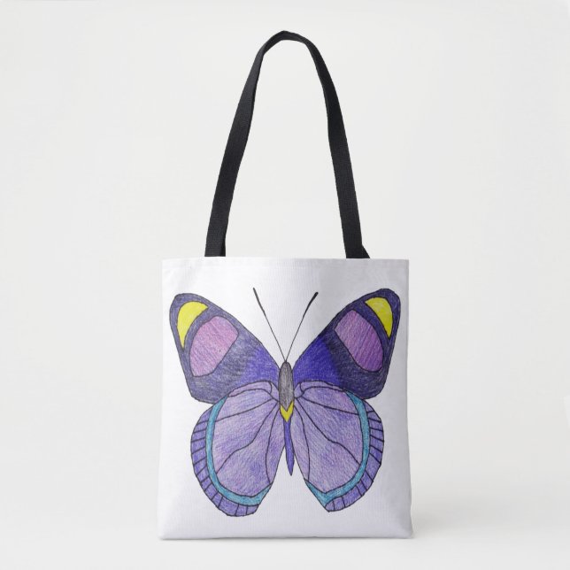 Bolso De Tela Tote All-Over - Mariposa Morada (blanco) (Anverso)