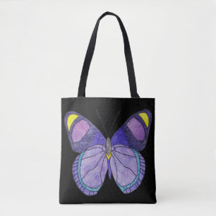 Bolso De Tela Tote All-Over - Mariposa Morada (negro)