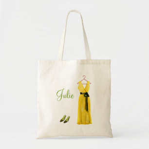 Bolso De Tela Tote amarillo personalizado de la dama de honor
