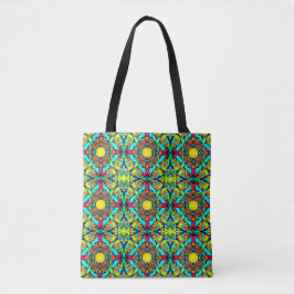 Bolso De Tela Tote amarillo y azul