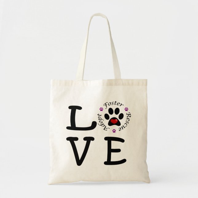 Bolso De Tela Tote animal del presupuesto del amor del rescate (Frente)