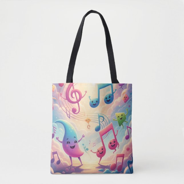 Bolso De Tela Tote arcoiris musical (Anverso)