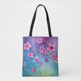 Bolso De Tela Tote arcoiris Sakura en llamas
