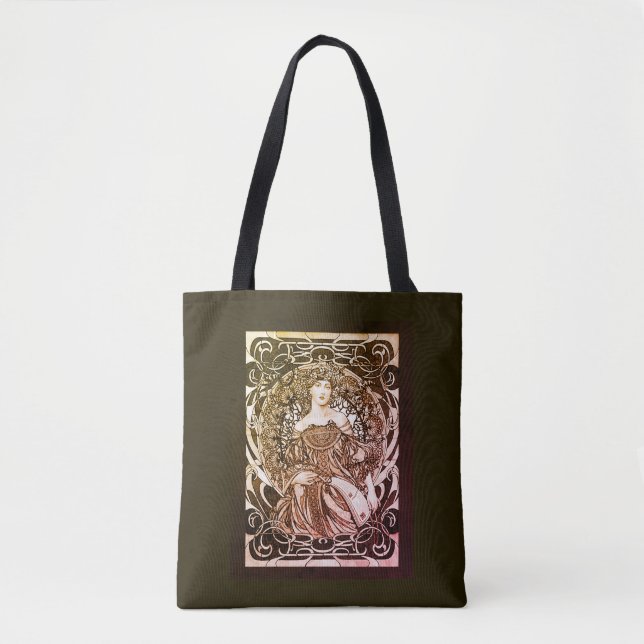 Bolso De Tela Tote Art Nouveau Chica de Alphonse Mucha (Anverso)