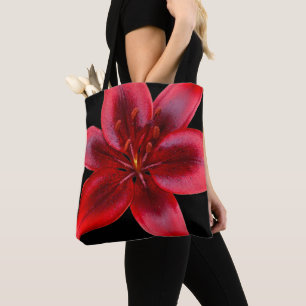 Bolso De Tela Tote asiático rojo imponente del hombro de la flo
