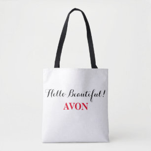 Bolso De Tela Tote Avon "Hello Beautiful" con manillas negras