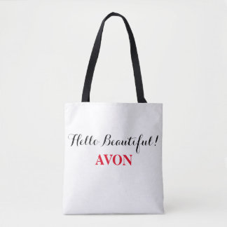 Bolso De Tela Tote Avon "Hello Beautiful" con manillas negras