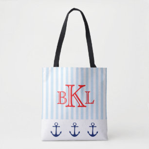 Bolso De Tela Tote azul blanco rojo de la playa del verano del