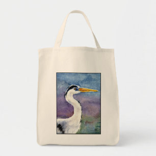 Bolso De Tela Tote azul de las compras de la garza