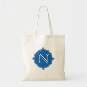Bolso De Tela Tote azul del presupuesto del monograma del