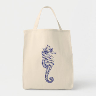 Bolso De Tela Tote azul del ultramarinos del Seahorse