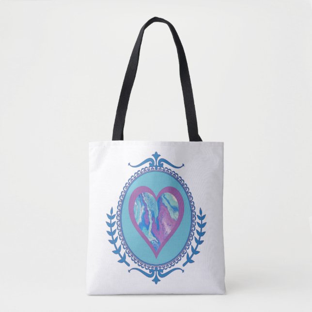 Bolso De Tela Tote azul dos de la lavanda (Anverso)