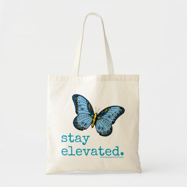 Bolso De Tela Tote azul elevado "estancia" de la mariposa (Frente)