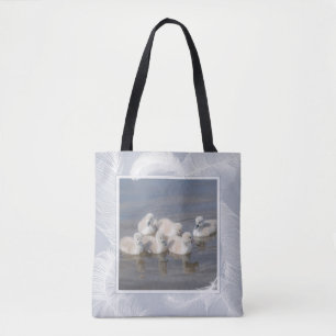 Bolso De Tela Tote azul para cignet y plumas jóvenes