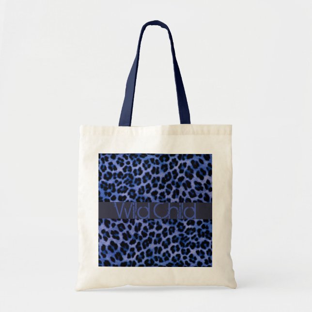 Bolso De Tela Tote azul personalizado de impresión animal (Frente)
