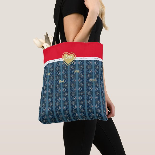 Bolso De Tela Tote azul y rojo del poeta Adiela Akoo (Detalle)