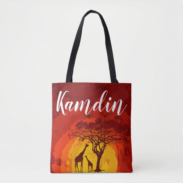 Bolso De Tela Tote Bag African Safari Giraffe Sun (Anverso)