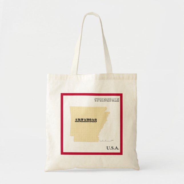 Bolso De Tela Tote Bag - Arkansas State Map with City (Frente)