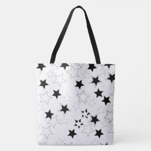 Bolso De Tela Tote Bag Black & White Stars