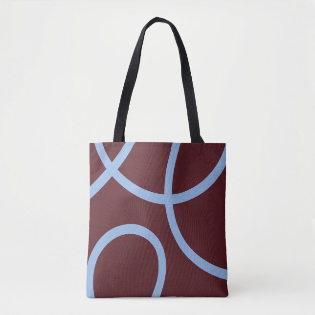 Bolso De Tela Tote Bag – Blue Lines on Burgundy (Anverso)
