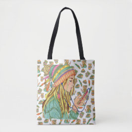 Bolso De Tela Tote Bag Boho Gorra Chica