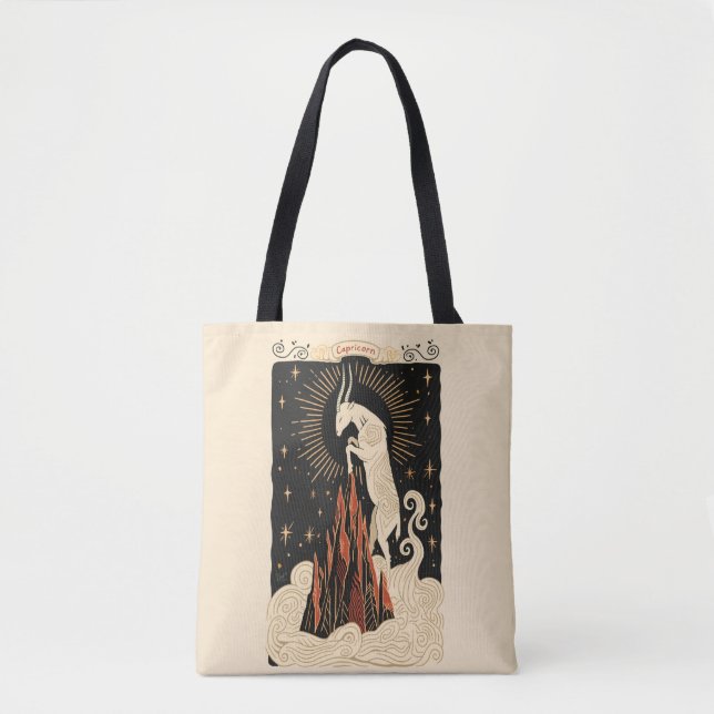 Bolso De Tela Tote Bag Capricorn Arte Zodiaco Celestial (Anverso)