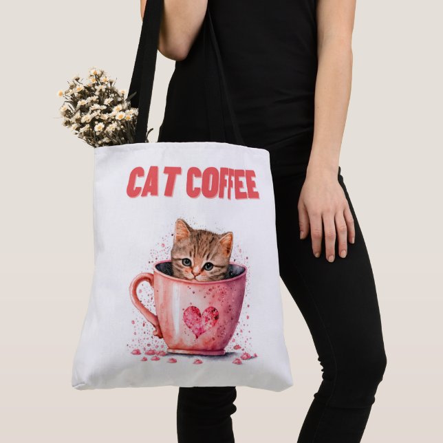 Bolso De Tela Tote Bag Cat Caffee (Detalle)
